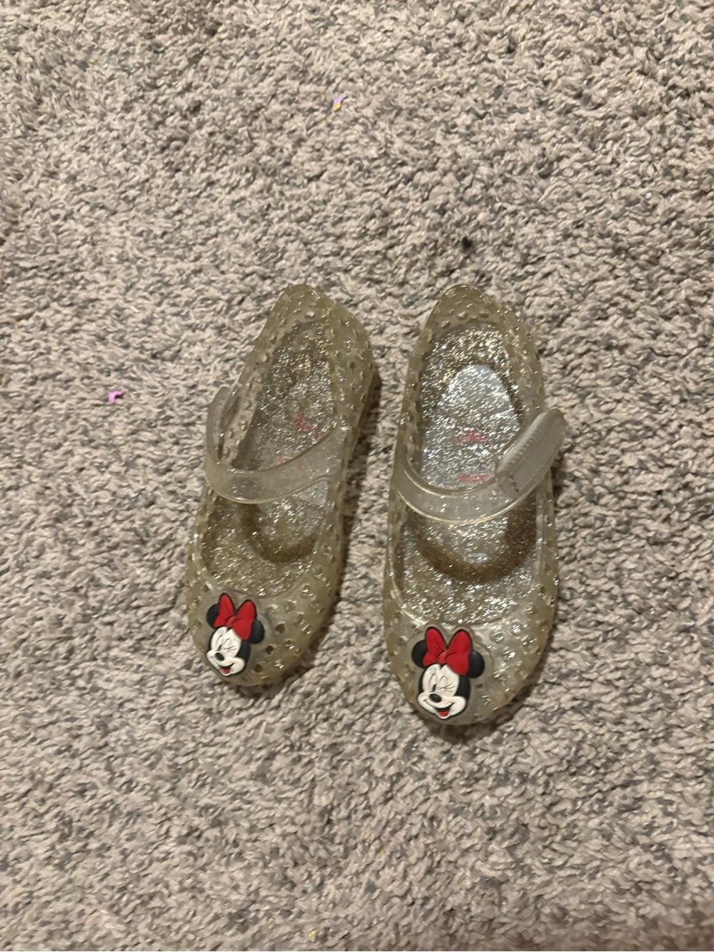 Girls' Clear Glitter Minnie Mouse Jelly Shoes -